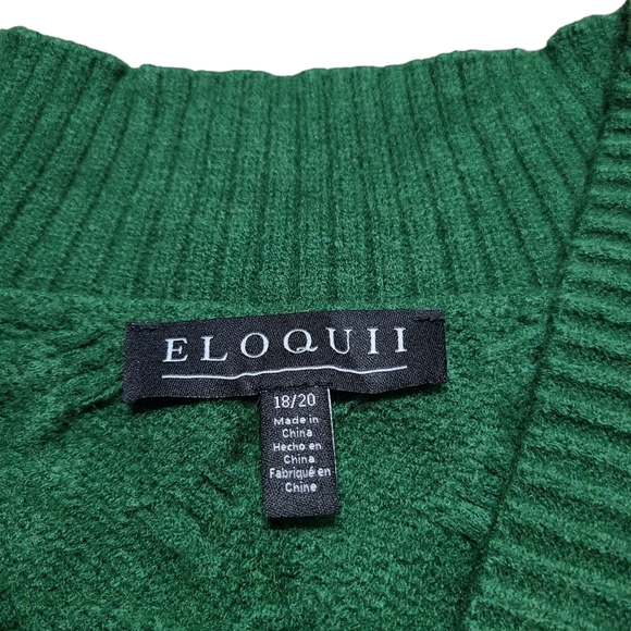 Eloquii Novelty Stitch Cardigan Sweater Dress Green - Picture 5 of 5